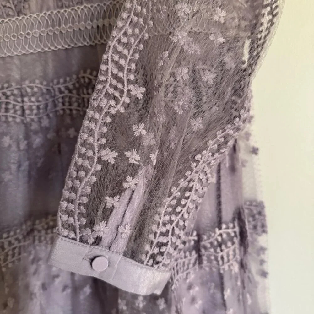 NEW Self-Portrait Lilac Purple Tiered Midi Dress | size UK 6 / US 2 - Picture 10 of 13
